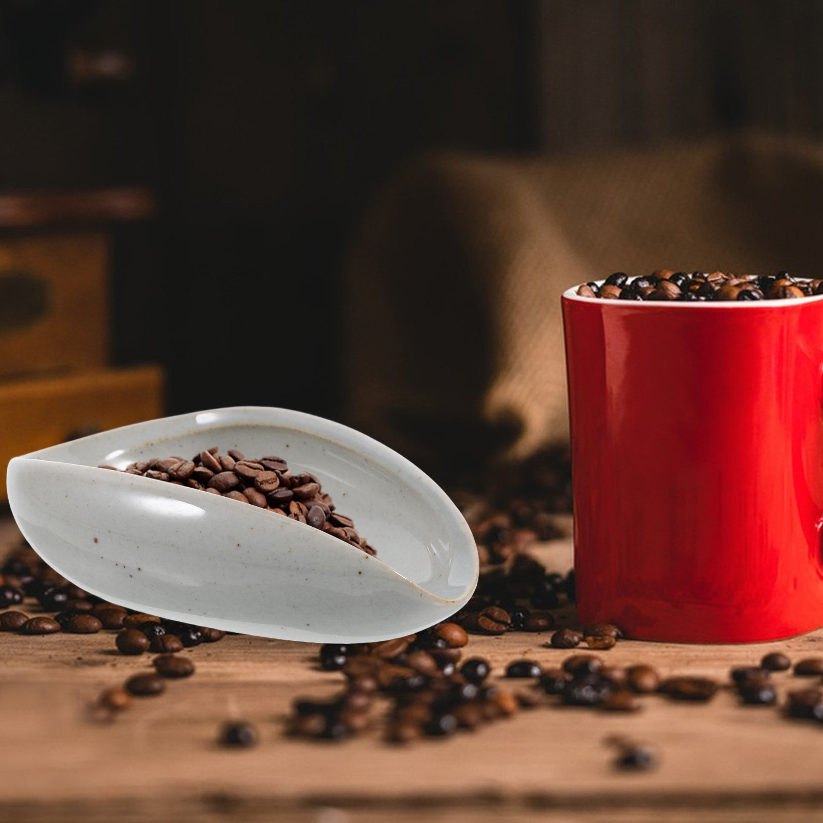 Coffee Tea Bean - Keramik-Kaffeebohnen-Dosierschale Multifunktions-Wägebecher für Espressobohnen, Teeblätter, Präzisionsmessung,