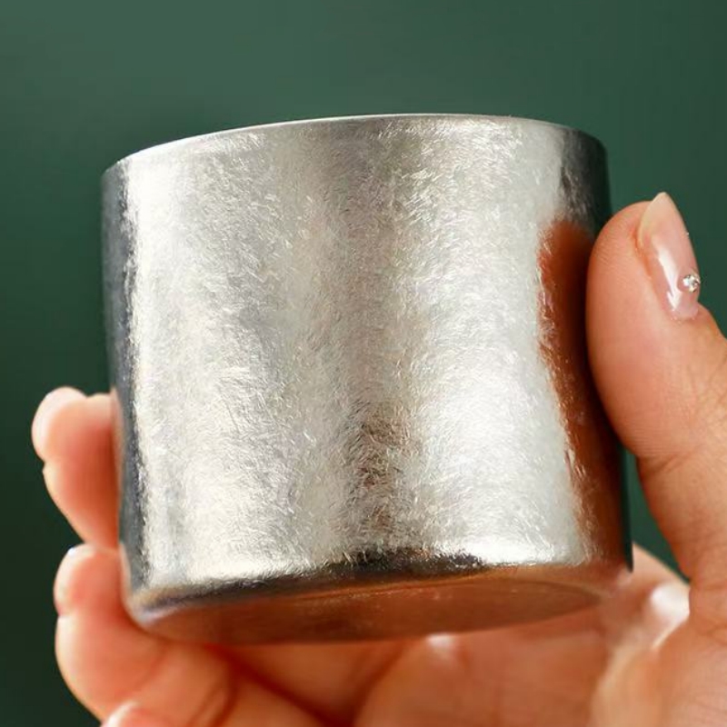 Double Wall Mug - Reine Titan-Doppelwand-Mini-Kaffeetasse, Outdoor-Wasserbecher Silbergrau Trinkbecher für