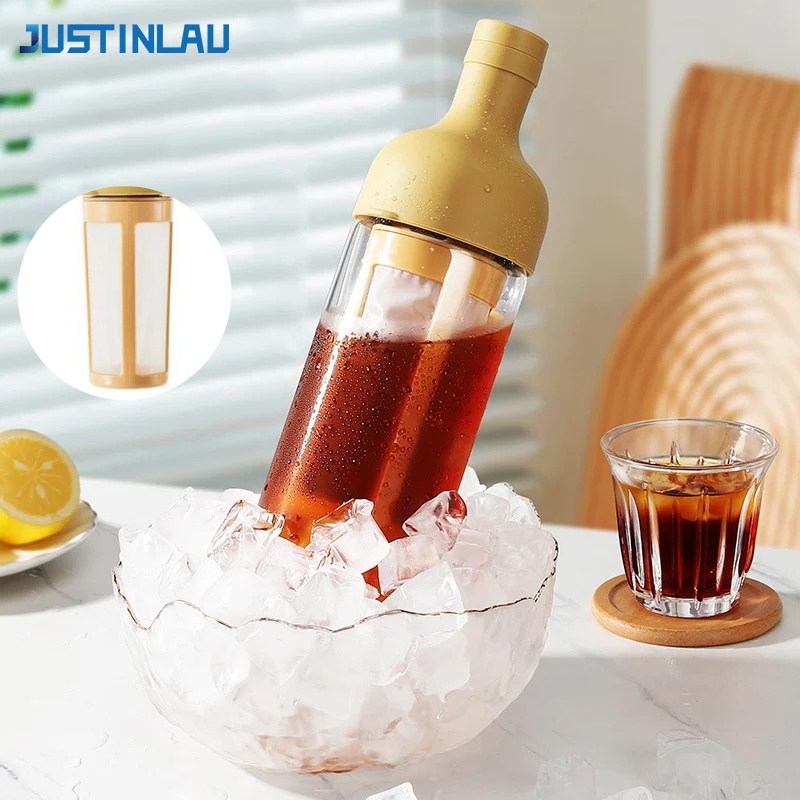 Coffee Tea Brew - JUSTINLAU 1L Kaltbrüh-Kaffeekanne Früchtetee-Brühkanne mit Filtersieb