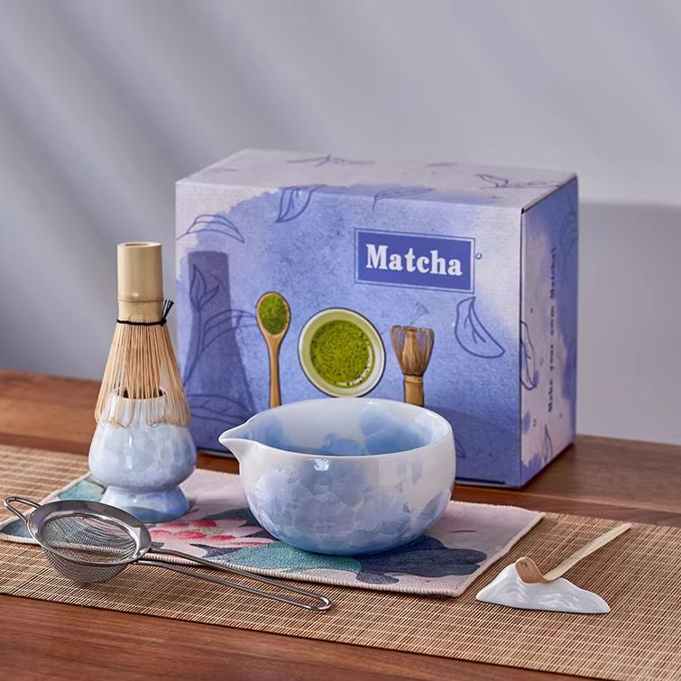 Matcha Whisk Set - 7-teiliges Neues Japanisches Matcha-Schneebesen-Set mit Keramikschale