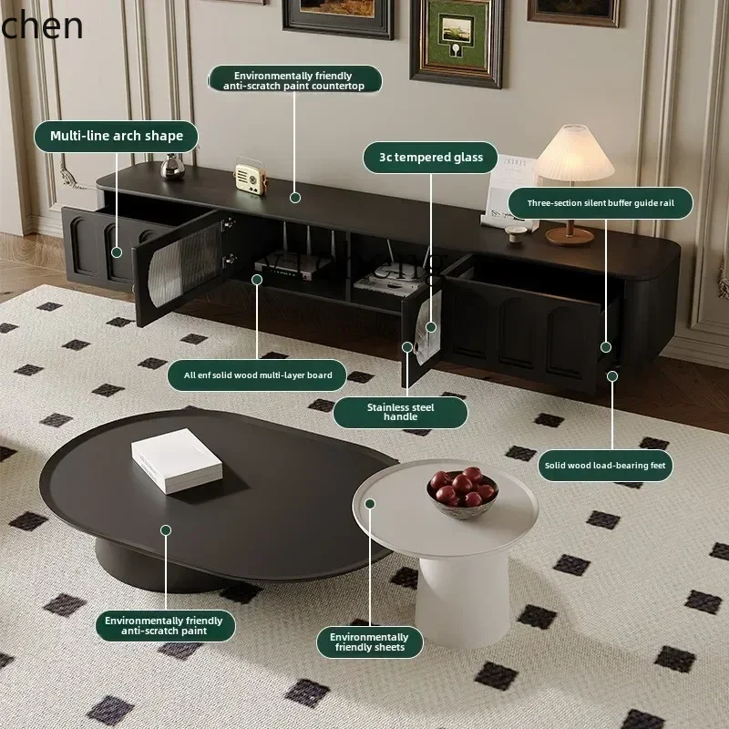Coffee & Tea - Pastry Góc Xanh - i5.15 Retro-TV-Schrank Couchtisch-Kombination Moderner Einfacher Wohnzimmer-Bodenschrank