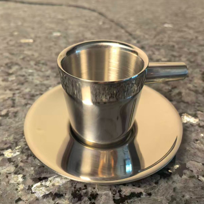 Double Wall Mug - 2er-Pack Edelstahl-Kaffeetassen, Kaffeebecher mit Untertasse, doppelwandige
