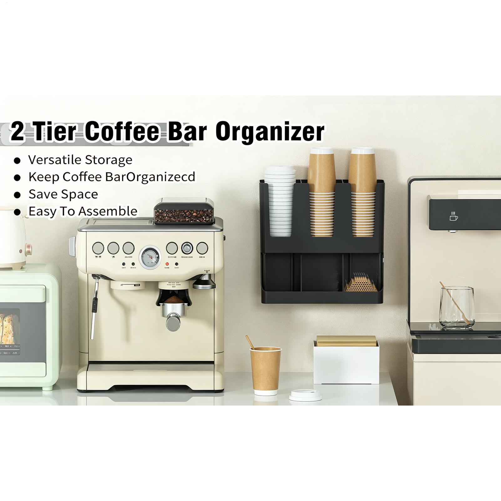 Tea Coffee Set Up - Kaffee-Organizer mit 6 Fächern zur Wandmontage,