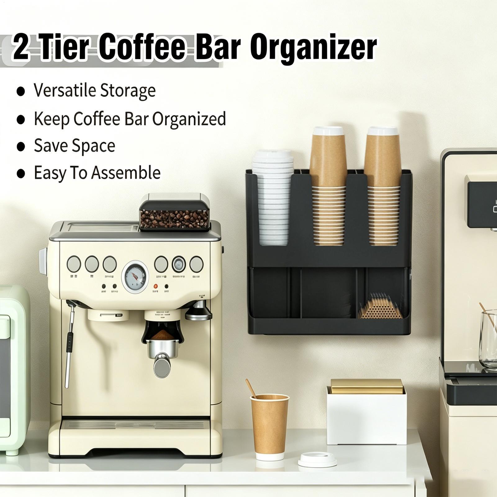 Tea Coffee Set Up - Kaffeebar-Organizer mit 6 Fächern, Aufbewahrung für