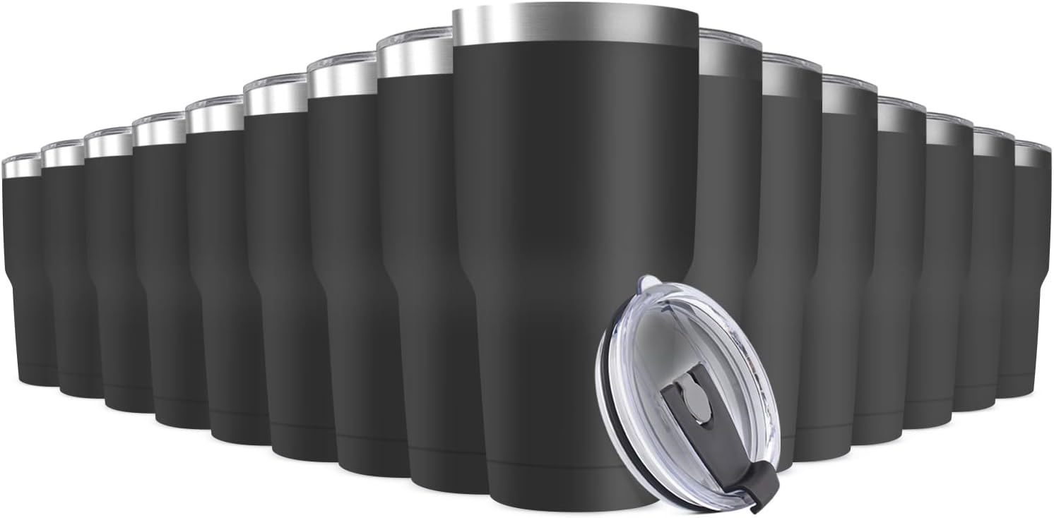 Double Wall Mug - 30oz Edelstahl-Reisebecher mit Deckel, 16er-Pack Doppelwandiger