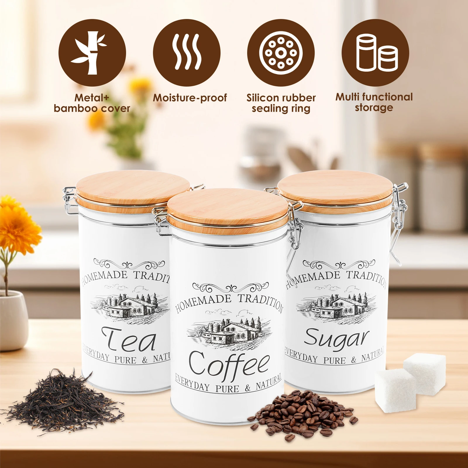 3 Teile/satz Tee Kaffee Zucker – Coffee Tea Sugar Canister Set Bewertung und Preis