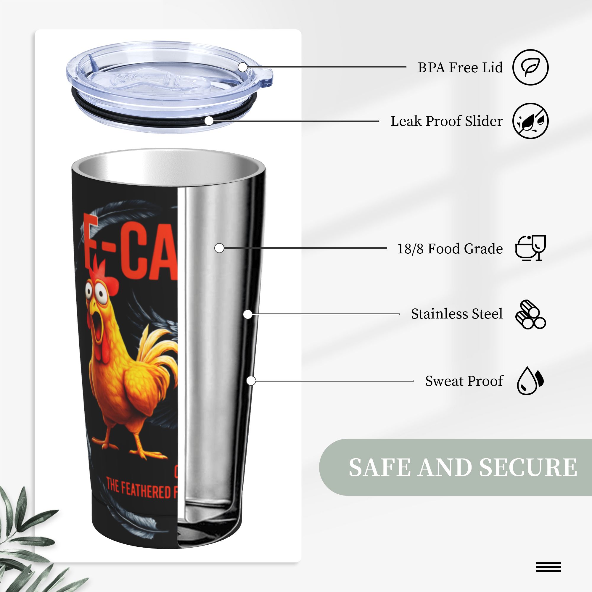 F-Caw-F Chicken FCAWF Isoliert – Double Wall Mug Bewertung und Preis