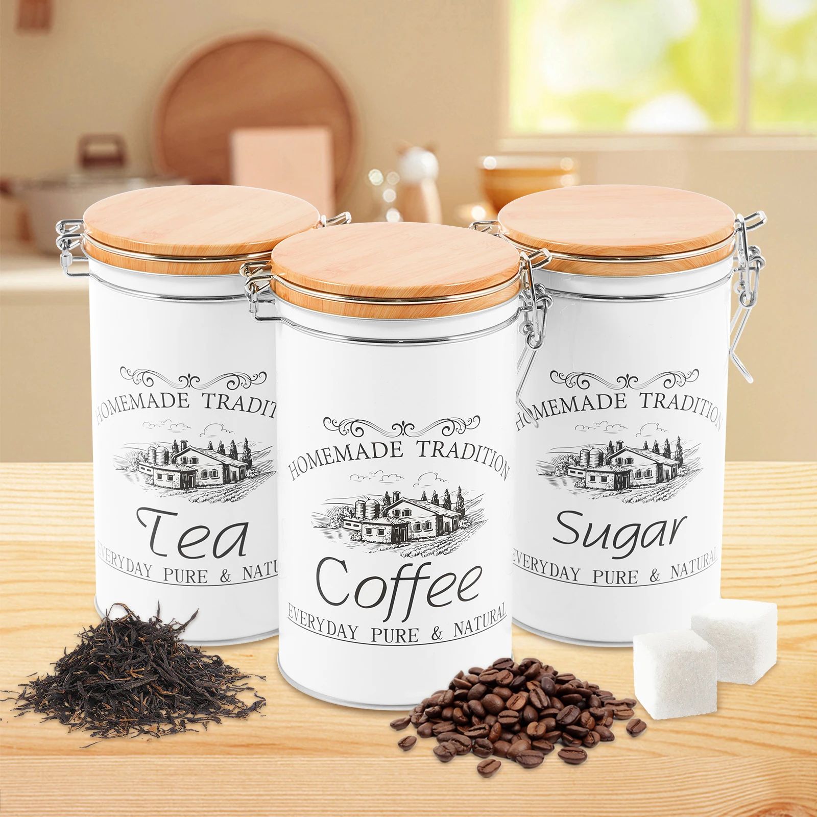 3-teiliges Set Tee-Kaffee-Zuck – Coffee Tea Sugar Canister Set Bewertung und Preis